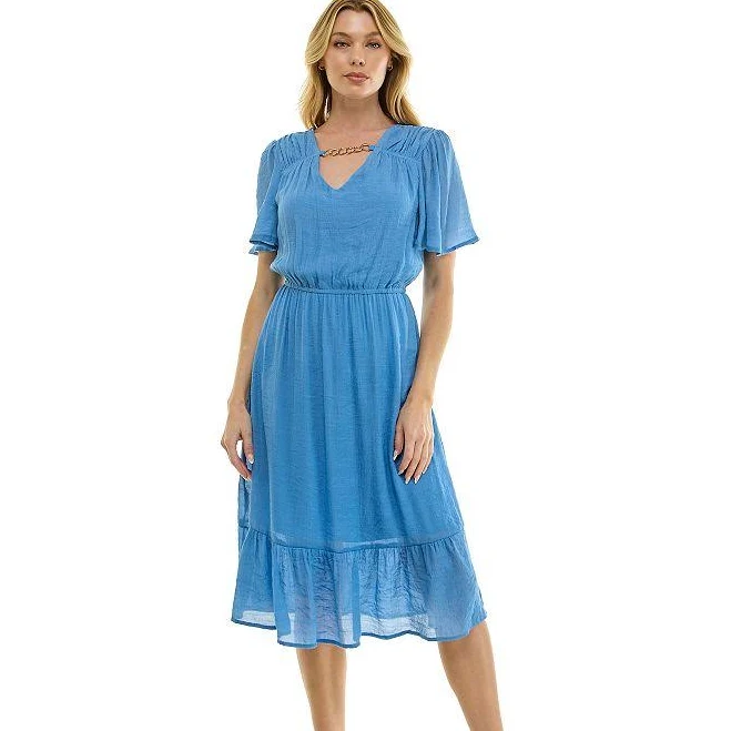 dress Women's Luxology Midi Dress with Flutter Sleeve & Necklace Detail Kohl's $43.52