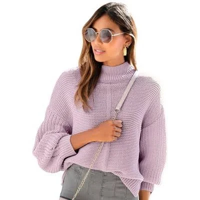 sweater Women's Oversized Knit Sweater - LASCANA - Lilac Solid 4/6 Target $64.95