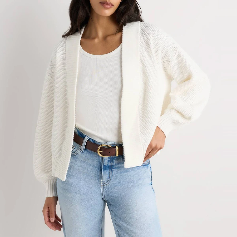 outerwear Women's Quince Waffle Stitch Open Cardigan Sweater Quince $49.9