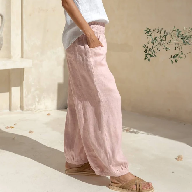 pants Women's Sadhu French Linen Pants Dusty Pink Nomad the Label US $139