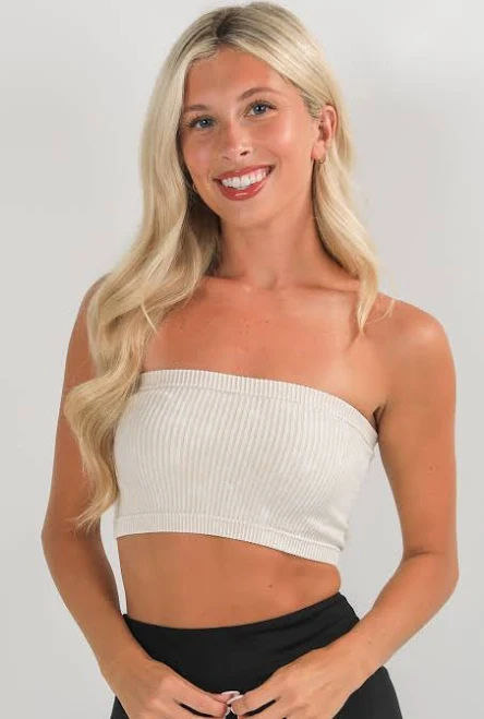 top Women's Seamless Ribbed Bandeau Dress Up $12