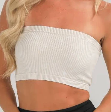 tube top Women's Seamless Ribbed Bandeau Dress Up $12