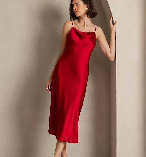 dress Women's Silk Cowl Neck Midi Slip Dress SilkSilky $99.95