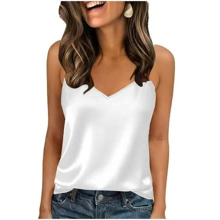 top Women's Silk Satin V-Neck Camisole Walmart - UAMVSH Stores $6.99
