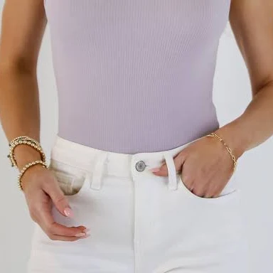 bodysuit Women's Sleeveless Ribbed Bodysuit Dress Up $24