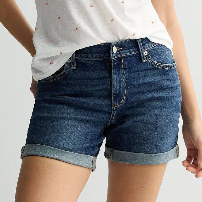 shorts Women's Sonoma Goods For Life Mid Rise Roll Cuff Shorts, Size: 8, Medium Blue Wash Kohl's $25.49