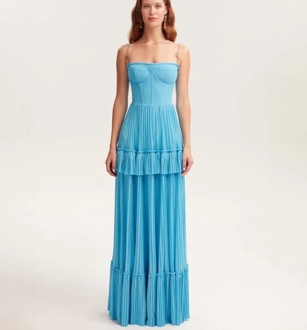 dress Women's spaghetti strap pleated maxi dress Milla $414