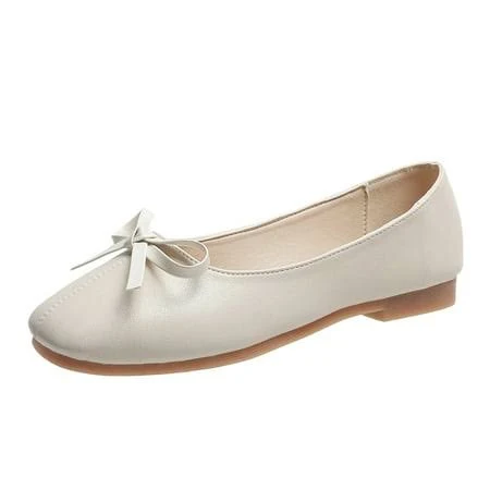 shoes Women's Square Toe Vegan Faux Leather Ballet Flats with Bow Walmart - SUNVIT Fashion $25.51