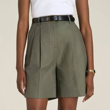 shorts Women's Stretch Cotton Linen Blend Pleated Shorts American Tall $75
