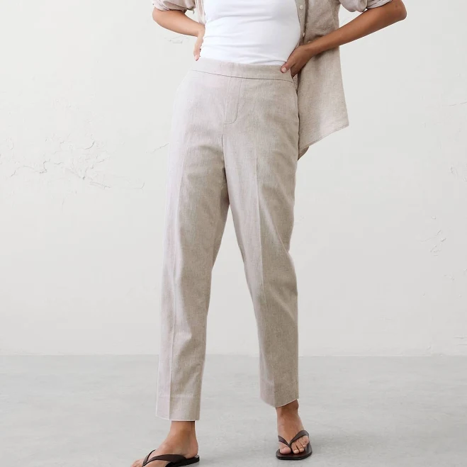 bottom Women's Tapered High-Rise Linen-Blend Pant Banana Republic Factory $60