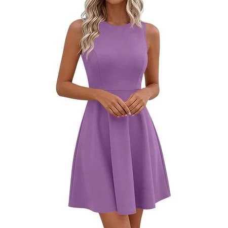 dress Women's Trendy A-Line Flare Slim Dress Walmart - FengYinYuan $18.1