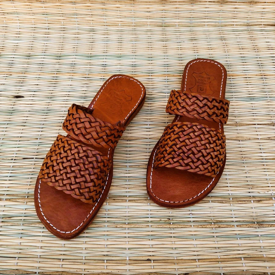 shoes Women's Two Strap Braided Woven Leather Slides Etsy - Seller $74.33