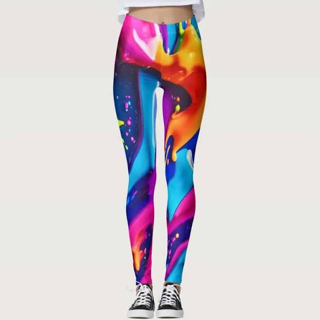 leggings Women's Vibrant Neon Paint Splatter Leggings Zazzle $69.62