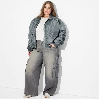 outerwear Women's Washed Nylon Bomber Jacket Wild Fable Teal Target $40