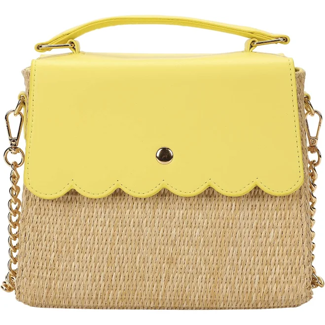 bag Women's Woven Straw Crossbody Bag with Faux Leather Scallop Walmart $25