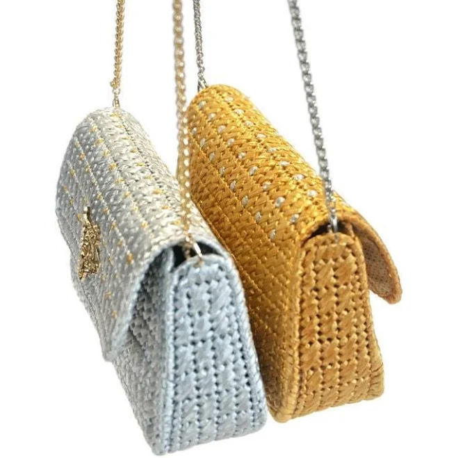 bag Woven Raffia Evening Bag with Chain Strap Etsy - Seller $74.02