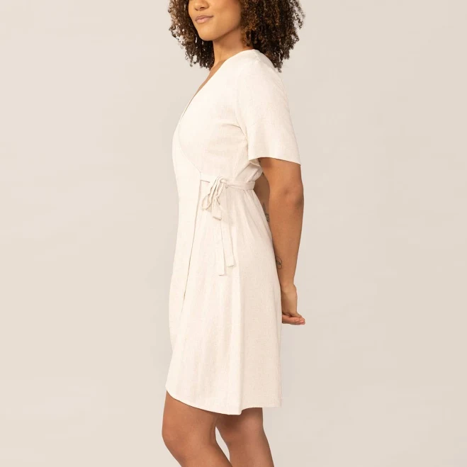 dress Wrap Linen Dress in Natural From Rachel $124.6