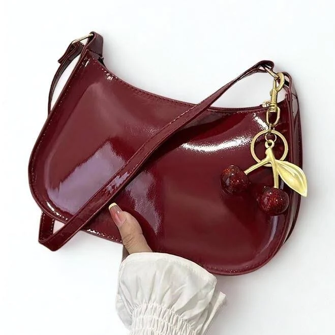bag Y2K Cherry Charm Patent Leather Mini Underarm Purse Etsy - Seller $25.99