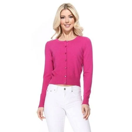 cardigan Yemak Women's Cropped Long Sleeve Crewneck Sweater Walmart - YEMAK $14.95