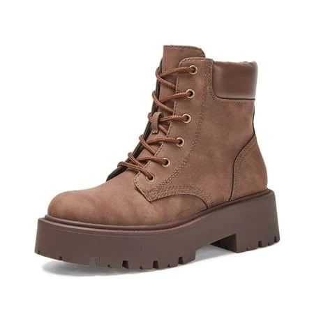 shoes Yolanda Zula Women's Lace-Up Platform Lug Sole Combat Boots Walmart - Yolanda Zula $39.99
