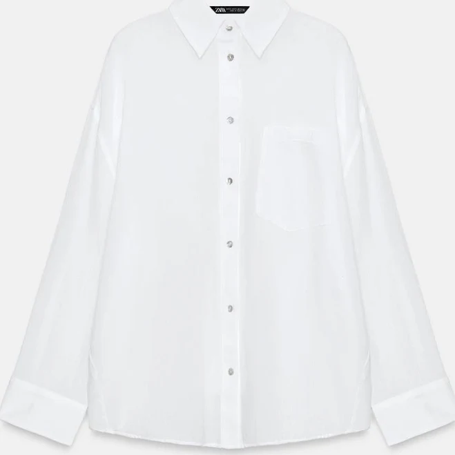 top Zara Oversized Gauze Shirt with Pockets Zara USA $39.9