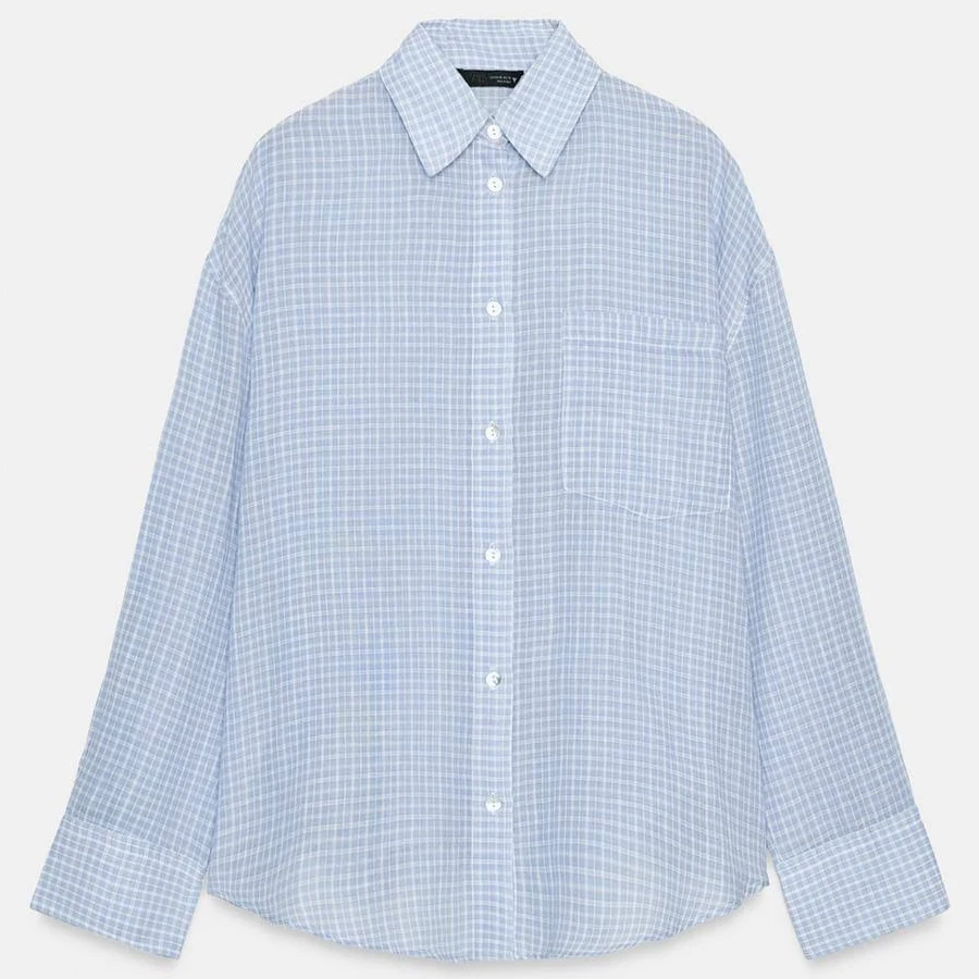 outerwear Zara Oversized Gauze Shirt with Pockets Zara USA $39.9