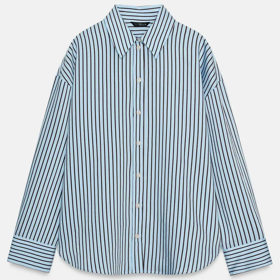 top Zara Oversized Striped Poplin Shirt Zara USA $49.9