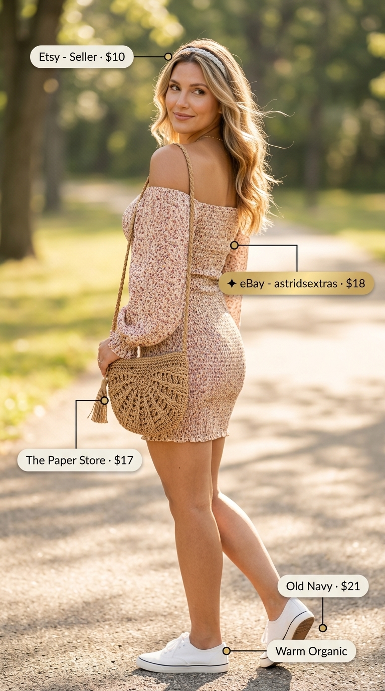 Pastel pink floral mini dress, a sweet summer belted dress for women 2026 for casual days and picnics.