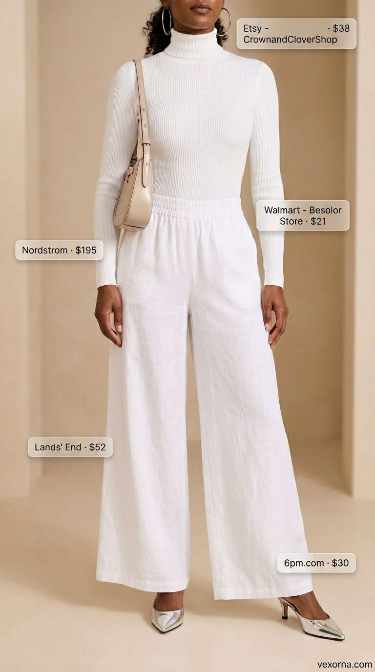 Chic white ribbed bodysuit with wide-leg trousers for summer going out outfits for women 2026.
