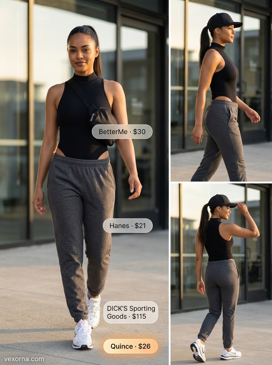 Comfortable charcoal grey low-waist jogger trousers for women 2026, perfect for travel and errands.