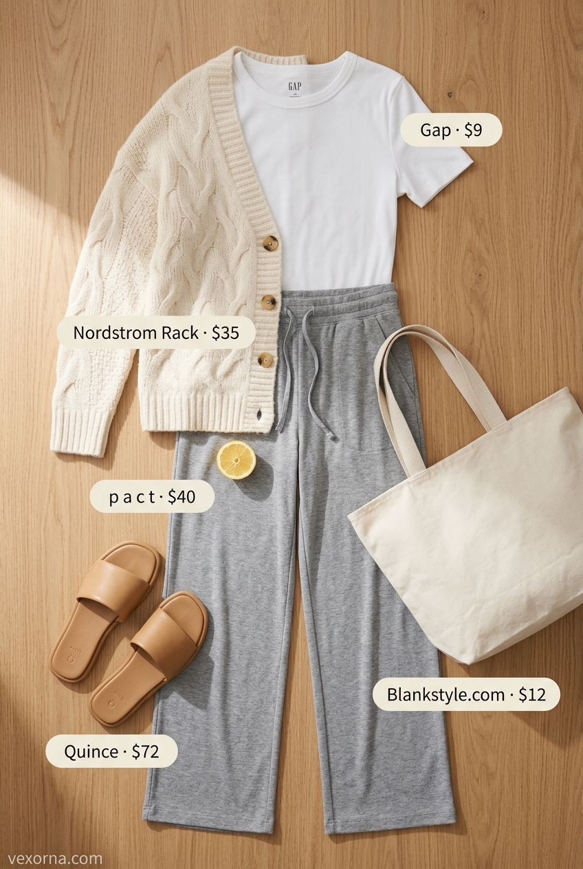 Comfortable light grey low-waist lounge trousers for women 2026, perfect for weekends and travel.