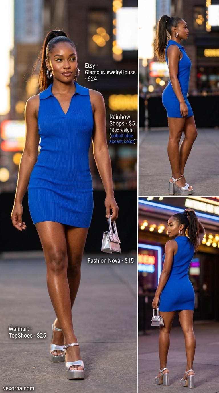Summer Outfits Black Woman 2026: Cobalt Blue Mini Dress Edgy cobalt blue mini dress for summer outfits black woman 2026. Playful style for concerts or night outs.