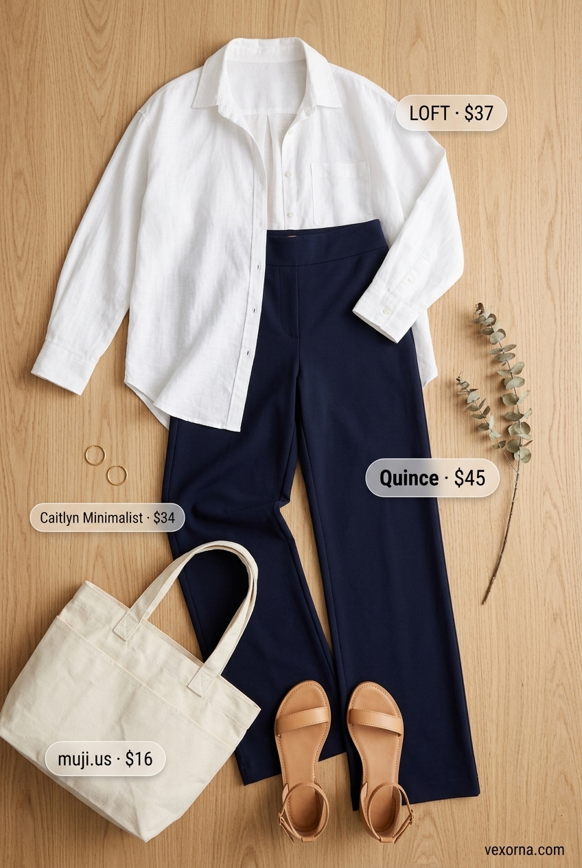 Casual Denim Wide Leg Pants Outfits for Women 2026 Casual denim duo tailored summer wide leg pants outfits for women 2026 with light wash jeans and linen shirt.