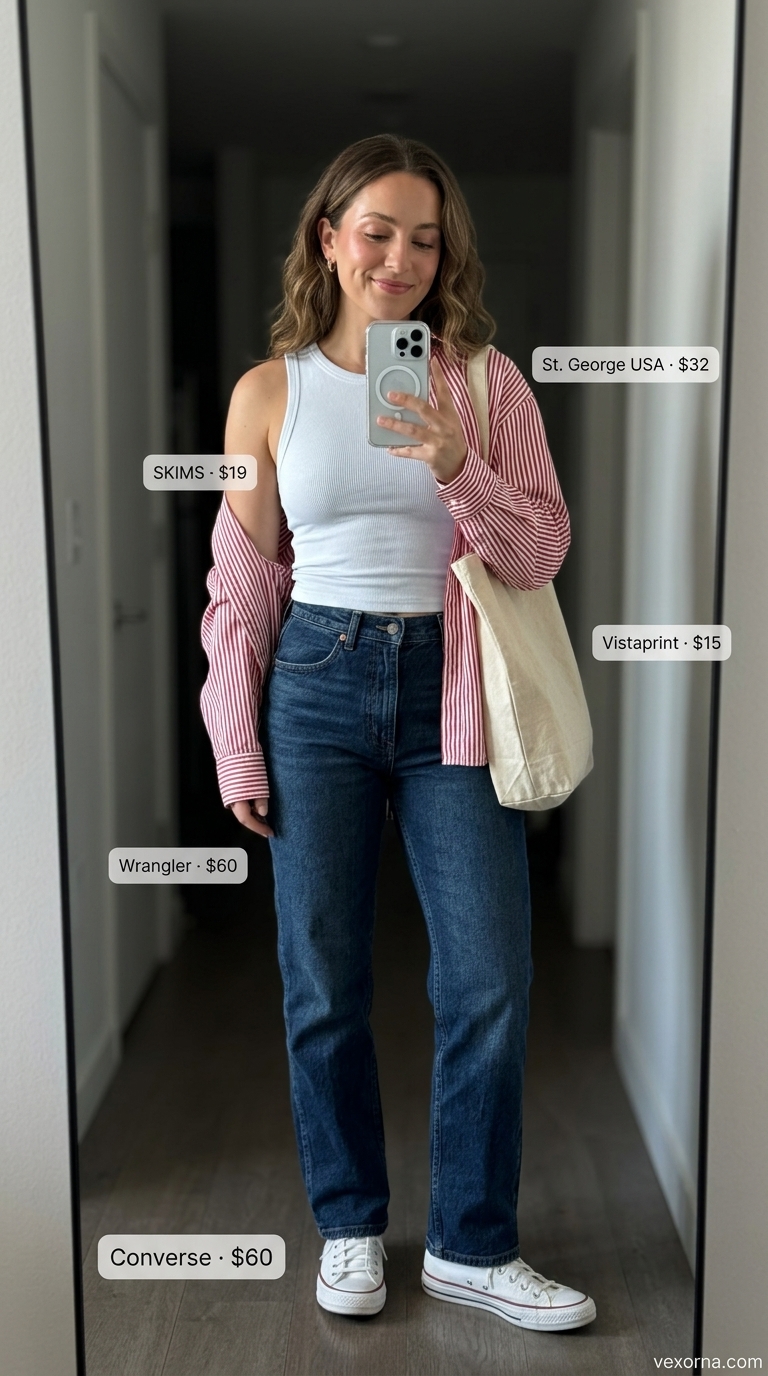 NYC Summer Outfits for Women 2026: Trendy Night Out Urban NYC summer outfits for women 2026: Dark wash jeans, white corset top for a trendy night out.