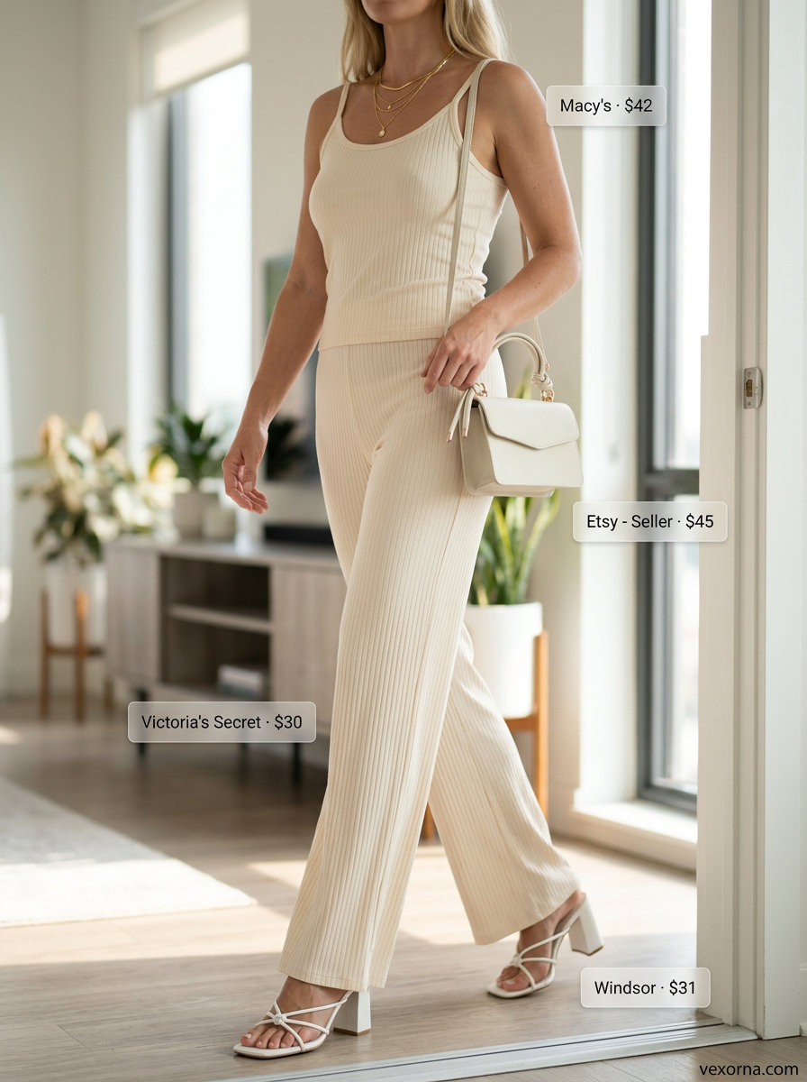 Cream knit matching set for travel. Best Summer Outfits for Every Body Type 2026.
