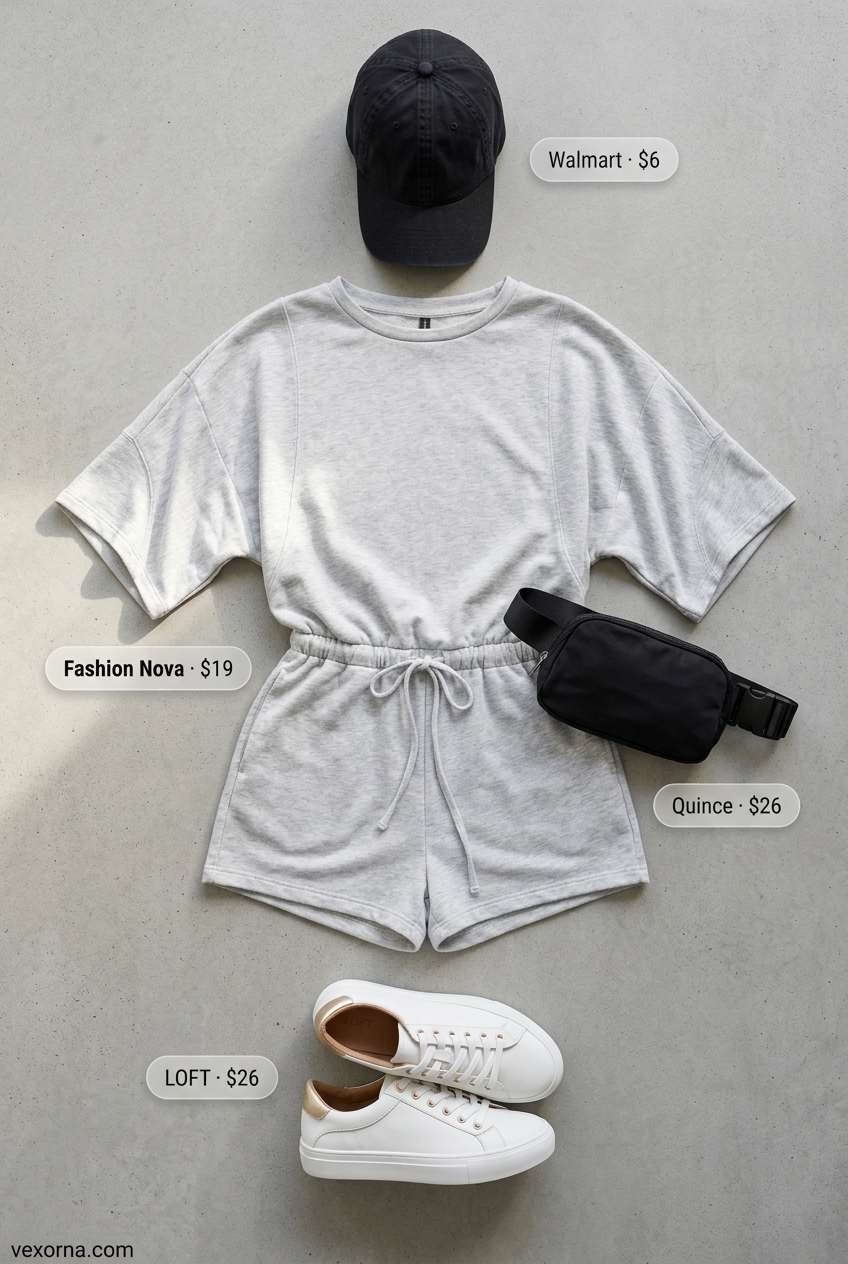 Heather grey knit romper for errands. Best Summer Outfits for Every Body Type 2026.