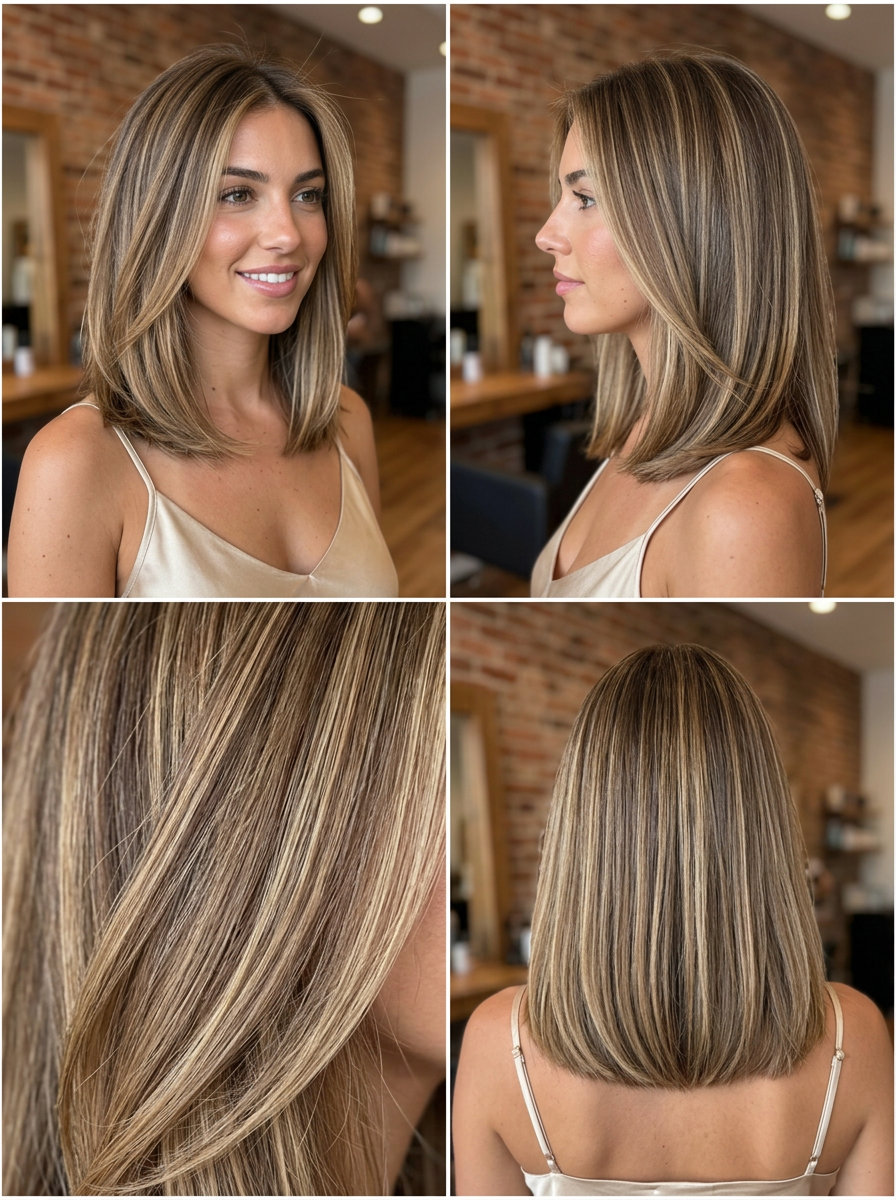 Bronde Babylights Blend Brunette 2026 long bronde babylights blend with sandy blonde accents for summer
