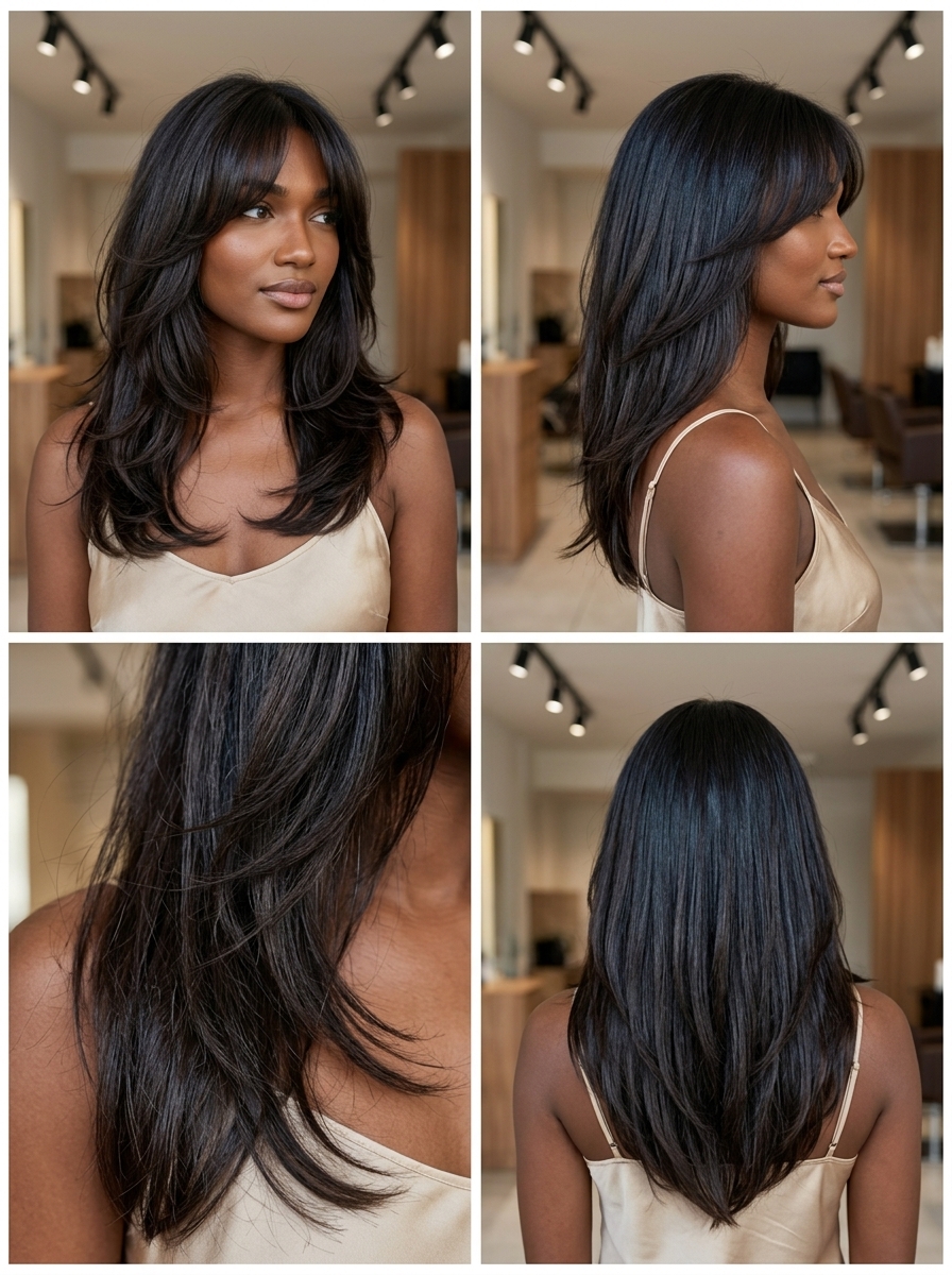 Deep Espresso Luxe Shag 2026 long textured shag haircut in deep espresso brunette with face-framing bangs for sophisticated events