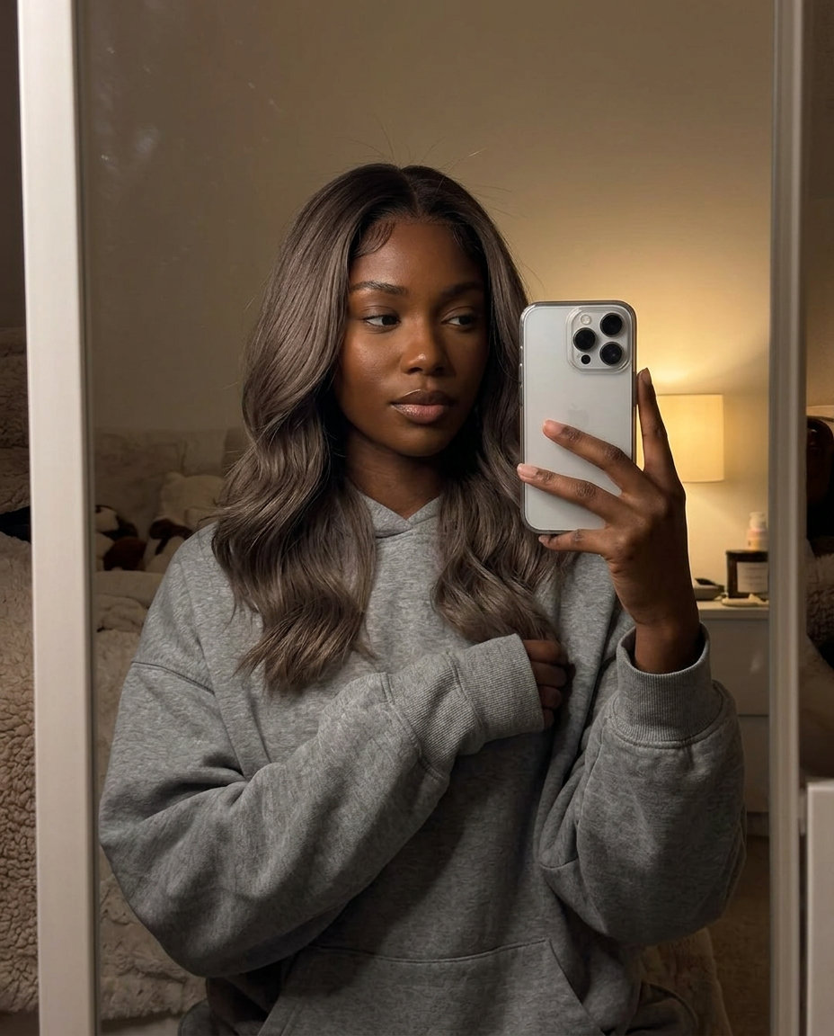 Iced Truffle Mushroom Brown Hair 2026 long layered mushroom brown hair color with deep chocolate, root smudge, matte finish — sophisticated summer style