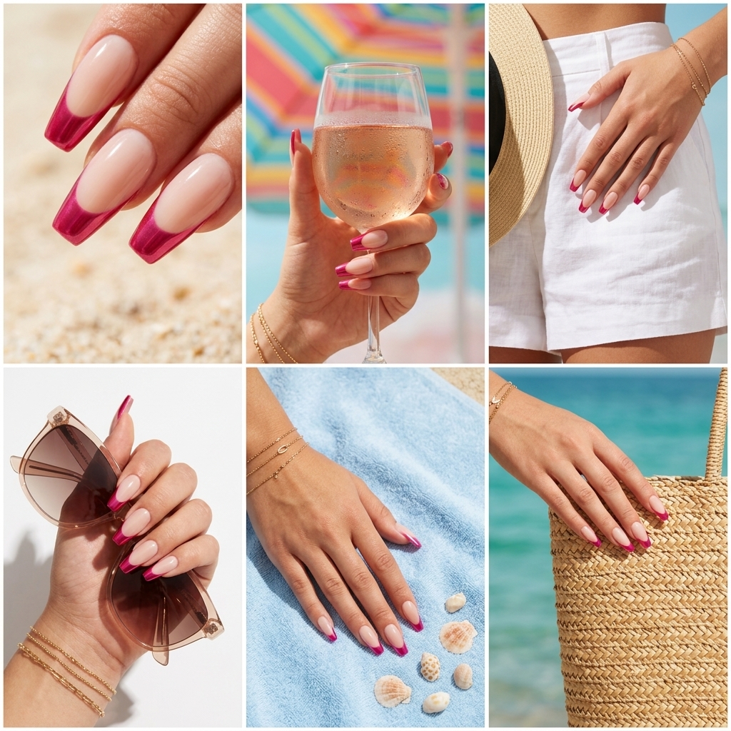 Raspberry chrome tips manicure: chic, sophisticated june manicure ideas - summer trends 2026.