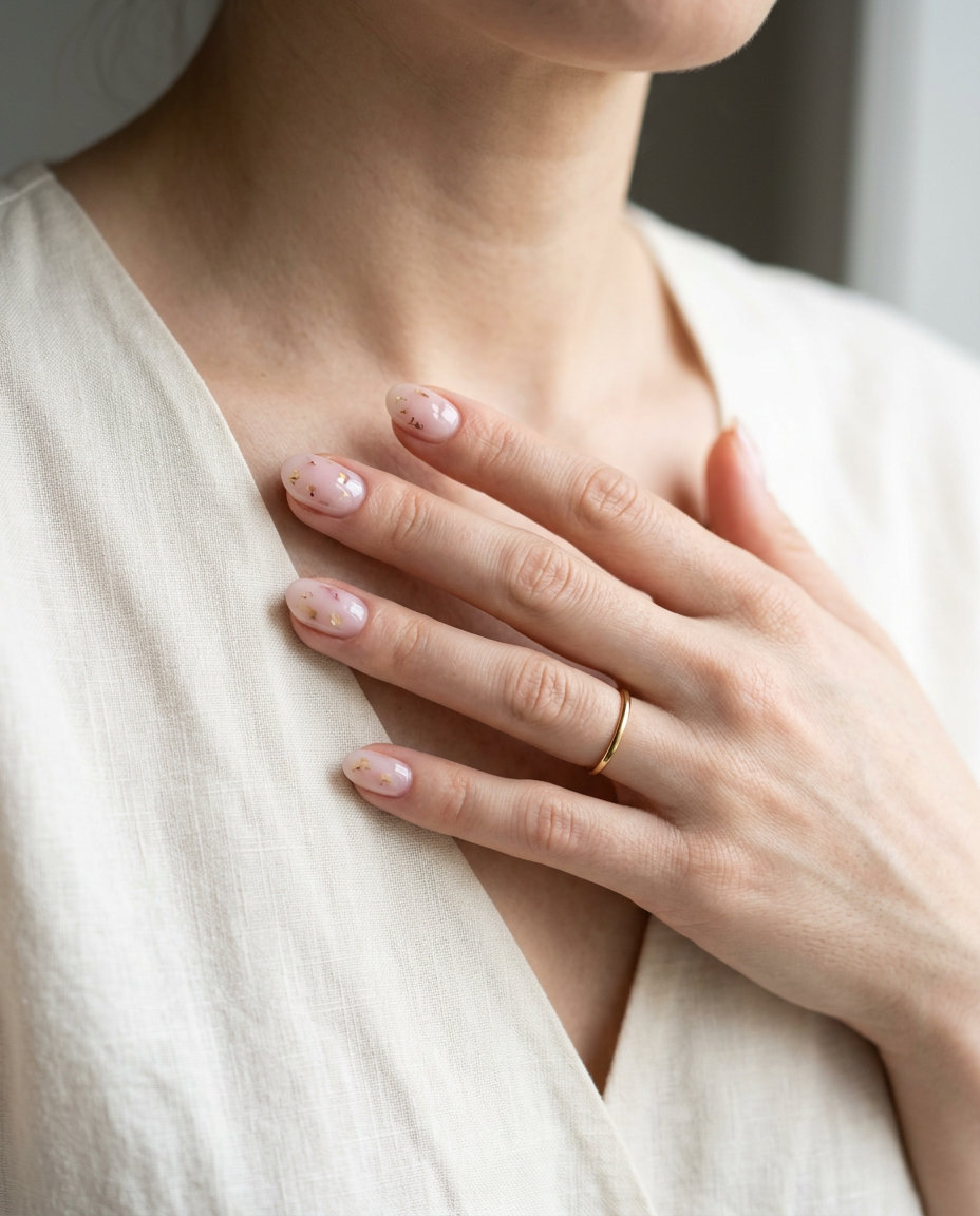 June Nails Ideas: Milky Bath Oval 2026 Ethereal milky pink oval nails for romantic summer 2026 weddings and bridal showers.