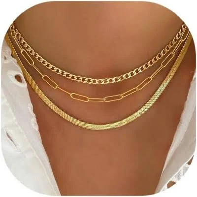 accessory 14K Gold Layered Herringbone Necklace Set Target $35.96