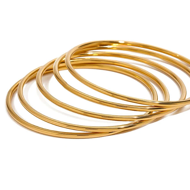 accessory 18K Gold or Silver Non Tarnish Stacking Bangles Set of 5 Deep South Originals $40