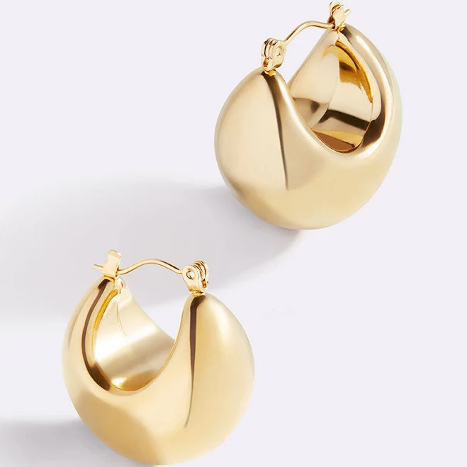 accessory 18K Gold Plated Sculpted Hoop Earrings Mint & Lily $29