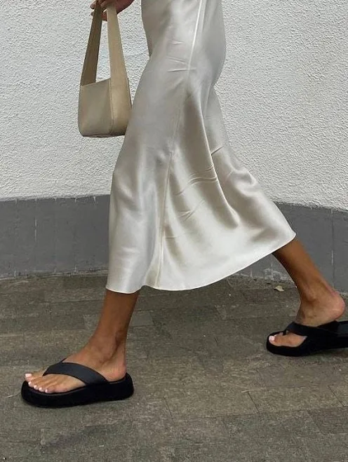 skirt 30 Momme Silk Satin Midi Skirt with Pearl Bias Etsy - TheSerenityWear $290