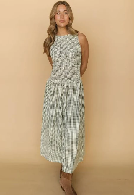 dress Annabelle Gingham Maxi Henly $68
