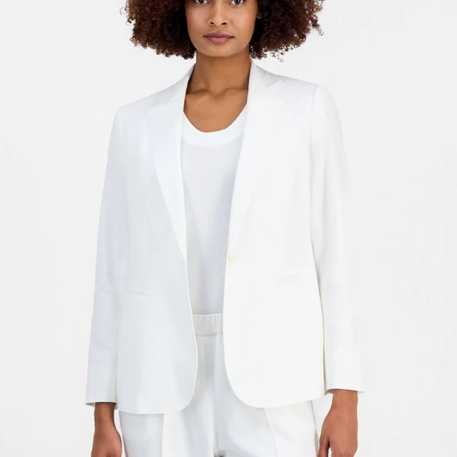 blazer Anne Klein Women's Linen-Blend One-Button Blazer Macy's $139