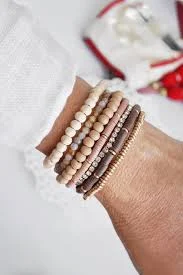 accessory Beaded Bracelets stack of 7 in Neutral tones PennyLine $31