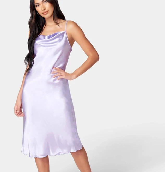 dress Bebe Women's Satin Cowl Neck Slip Midi Dress ModeSens $42