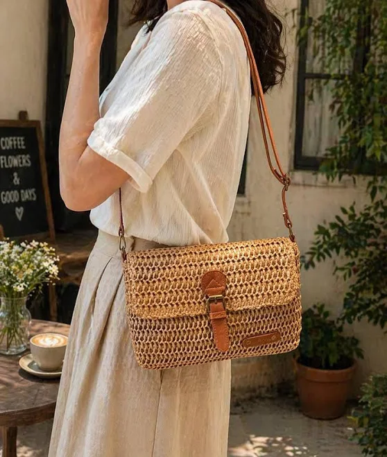 bag Boho Raffia Woven Straw Crossbody Bag Etsy - Seller $57.6